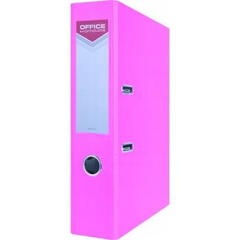 Šanon A4 růžový Office Products 75 mm, 2 kroužky se svorkou