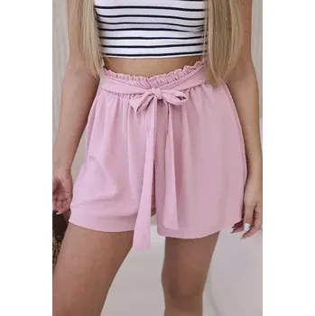 Dámské kalhoty Viskózové šortky zavazované v pase pudrově růžová UNI