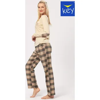 Dámské pyžamo Dámské pyžamo LNS 403 B24 BÉŽOVO-HNĚDÁ L