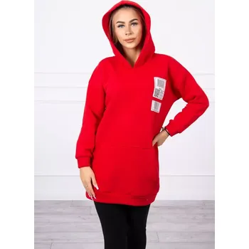 Dámská mikina Mikina s kapucí a nášivkami červená UNI