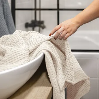 Ručník TULULUM Vaflový ručník krémový 100 x 50 cm