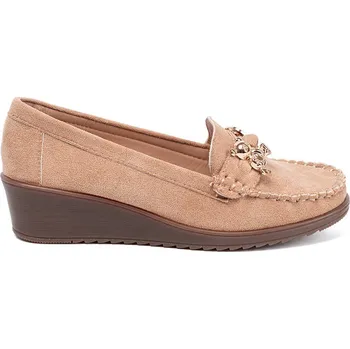 Dámské polobotky Trendy dámské hnědé polobotky na klínku 39