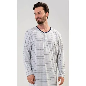 Pánské pyžamo Pánská noční košile s dlouhým rukávem Filip šedá L