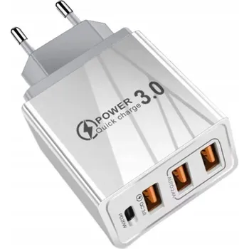 Síťová nabíječka 48W 3xUSB + USB-C rychlé nabíjení univerzální