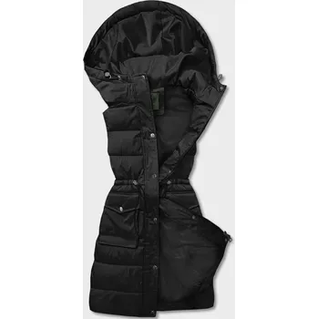 Dámská vesta Černá dámská péřová vesta s kapucí (CAN-860) odstíny černé XL (42)
