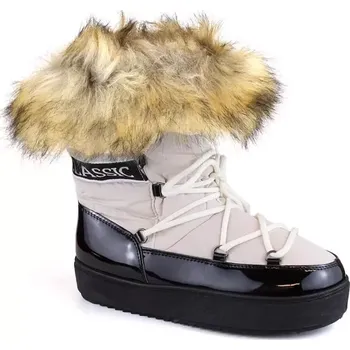 Dívčí sněhule Šněrovací sněhule na platformě s kožešinou Vinceza W JAN262 beige 40