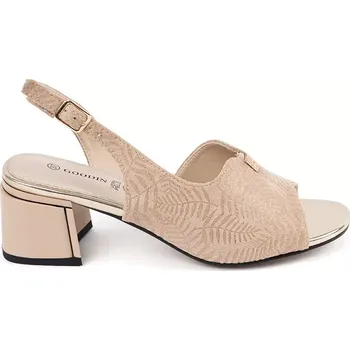 Dámské sandále Módní hnědé dámské sandály na širokém podpatku 38