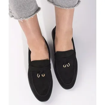 Dámské mokasíny Výborné dámské černé mokasíny na plochém podpatku 36