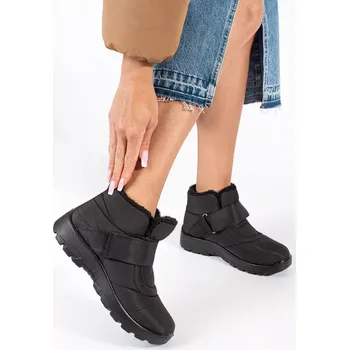 Dámská zimní obuv Designové černé dámské kotníčkové boty bez podpatku 36