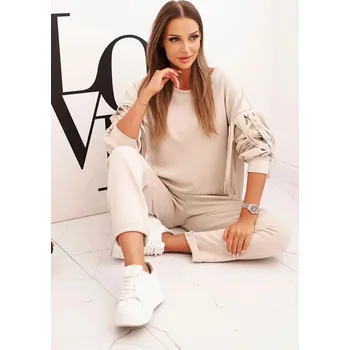 Dámská souprava máslová s třásněmi na rukávech béžová UNI