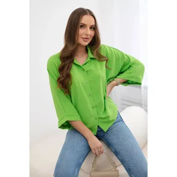 Dámská halenka Oversized halenka se zapínáním na knoflíky jasně zelená UNI