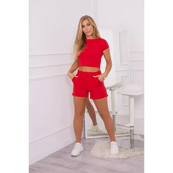 Dámská halenka Bavlněná souprava se šortkami červená UNI