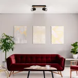 Briloner Stropní bodové světlo Duta, délka 40 cm, černé/barva dřeva, 2-bodové. černá, světlé dřevo 1 x 10 W LED - Doprava zdarma