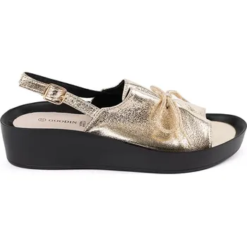 Dámské sandále Luxusní dámské zlaté sandály na klínku 41