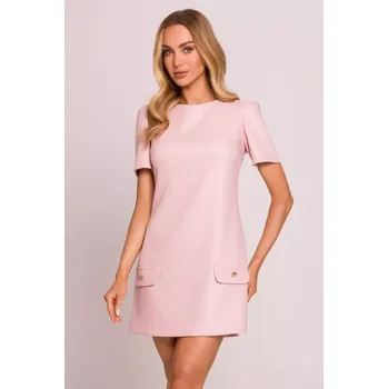 Dámské šaty M855 Mini šaty s áčkovou linií - broskvové EU L