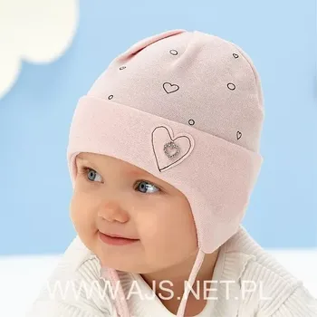 Dívčí tričko Dětská čepice AJS 50-003 prášek 40-42 cm