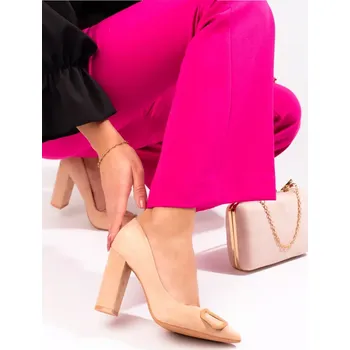 Dámské lodičky Výborné dámské lodičky hnědé na širokém podpatku 37