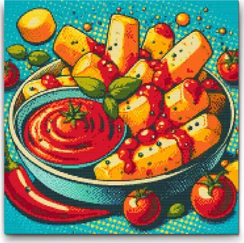 Diamantové malování Diamantové malování - Pop art - Hranolky Velikost: 50x50cm, Rámování: Pouze srolované plátno, Diamanty: Čtvercové