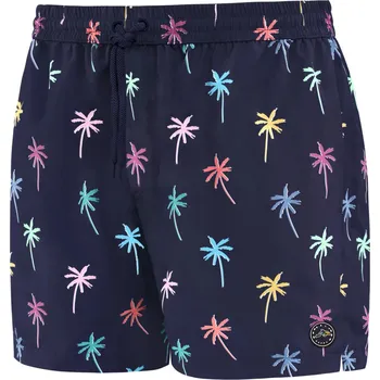 Pánské plavky Pánské plavkové kraťasy Happy Self SM29-23 tm.modrá/ květinky -vzor - Self XL