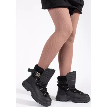 Dívčí sněhule Klasické dámské sněhule černé platforma 40