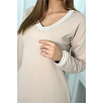 Dámské šaty Šaty s kapsami a výstřihem do V béžový UNI