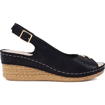 Dámské sandále Originální dámské černé sandály na klínku 39