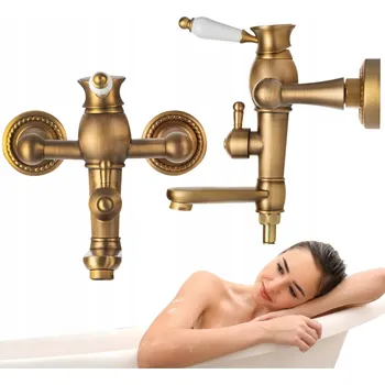 Vodovodní baterie Nástěnná vanová a sprchová baterie s jednou pákou Silla Retro zlatá