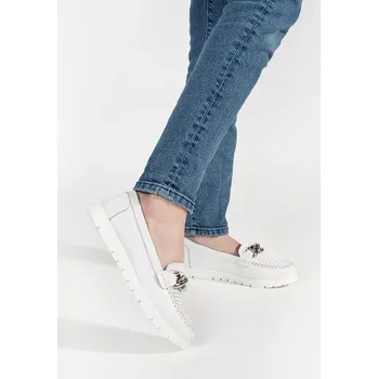 Dámské mokasíny Trendy dámské bílé mokasíny platforma 37
