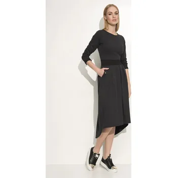Dámské oblečení Dámské volnočasové šaty s volnou sukní grafitové - Šedá / 3XL - Makadamia grafitová 46
