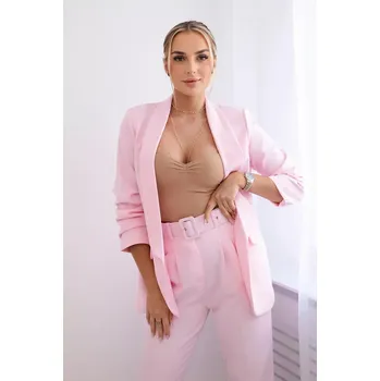Elegantní souprava saka a kalhot cukrově růžová UNI