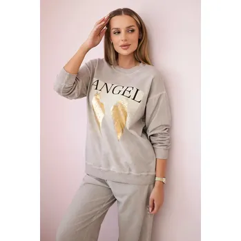 Bavlněný komplet Angel teplákové + kalhoty béžový UNI