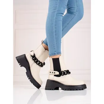 Dámská zimní obuv Jedinečné hnědé dámské kotníčkové boty na plochém podpatku 41