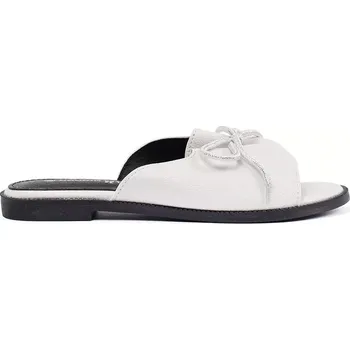 Dámské žabky Stylové dámské nazouváky bílé na plochém podpatku 38