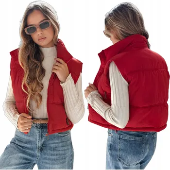 Dámská vesta Dámská krátká prošívaná vesta červená TY5198 - XL