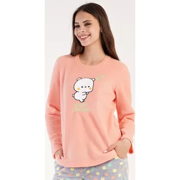 Dámské pyžamo Dámské pyžamo dlouhé Kotě meruňková XL