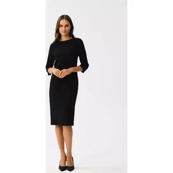 Dámské šaty S350 Plášťové šaty s rozparkem vpředu - černé EU XXL