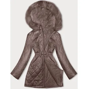 Oboustranná dámská prošívaná bunda - kožíšek v barvě coffee (H-897-89) odstíny hnědé L (40)
