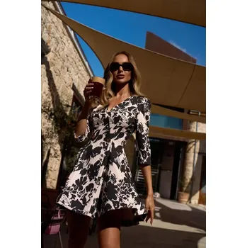 Dámské šaty M849 Přiléhavé mini šaty s potiskem - model 1 EU XL