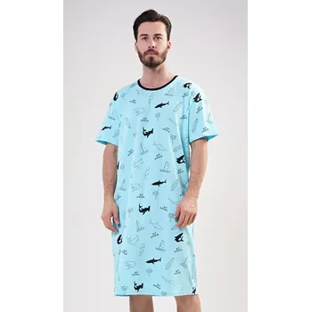 Pánské pyžamo Pánská noční košile s krátkým rukávem Oceán azurová M