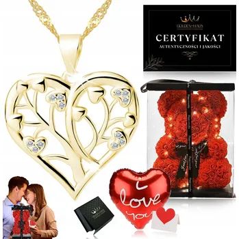 Náhrdelník ZLATÝ NÁHRDELNÍK SRDCE 925 DÁREK PRO DÍVKU ŽENU MANŽELKU MAMINKU DCERU