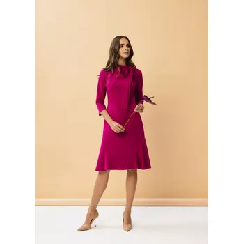 Dámské šaty S346 Šaty s vázaným výstřihem - švestka EU XL