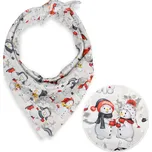 Dětský bavlněný šátek Sandra SA-661 Sněhuláci na světle šedém 70 x 70 cm