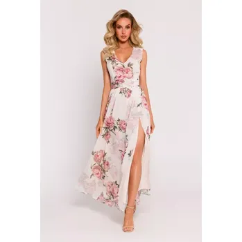 Dámské šaty M781 Šifonové maxi šaty s rozparkem na nohou - model 2 EU S