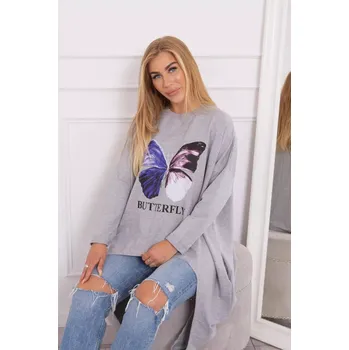 Halenka oversize s potiskem šedá UNI