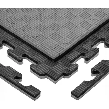 podložka na cvičení inSPORTline Puzzle tatami podložka Sazegul 100x100x2 cm šedo-černá, vzor 5 proužků
