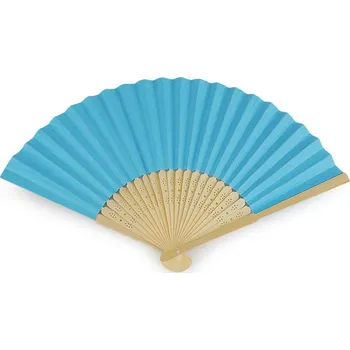 Papírový vějíř 21x36 cm - 5 modrá světlá