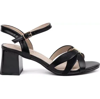 Dámské sandále Klasické dámské sandály černé na širokém podpatku 36