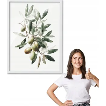Obraz Obraz s rámem vzor TOSKÁNSKÉ OLIVY bílý rámeček 50x70 do kuchyně jídelny