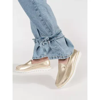 Dámské mokasíny Klasické mokasíny zlaté dámské platforma 38