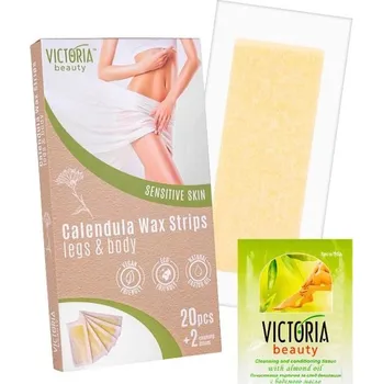 Victoria Beauty Depilační pásky na nohy a tělo s měsíčkem 20 pásků+2 olejové ubrousky
